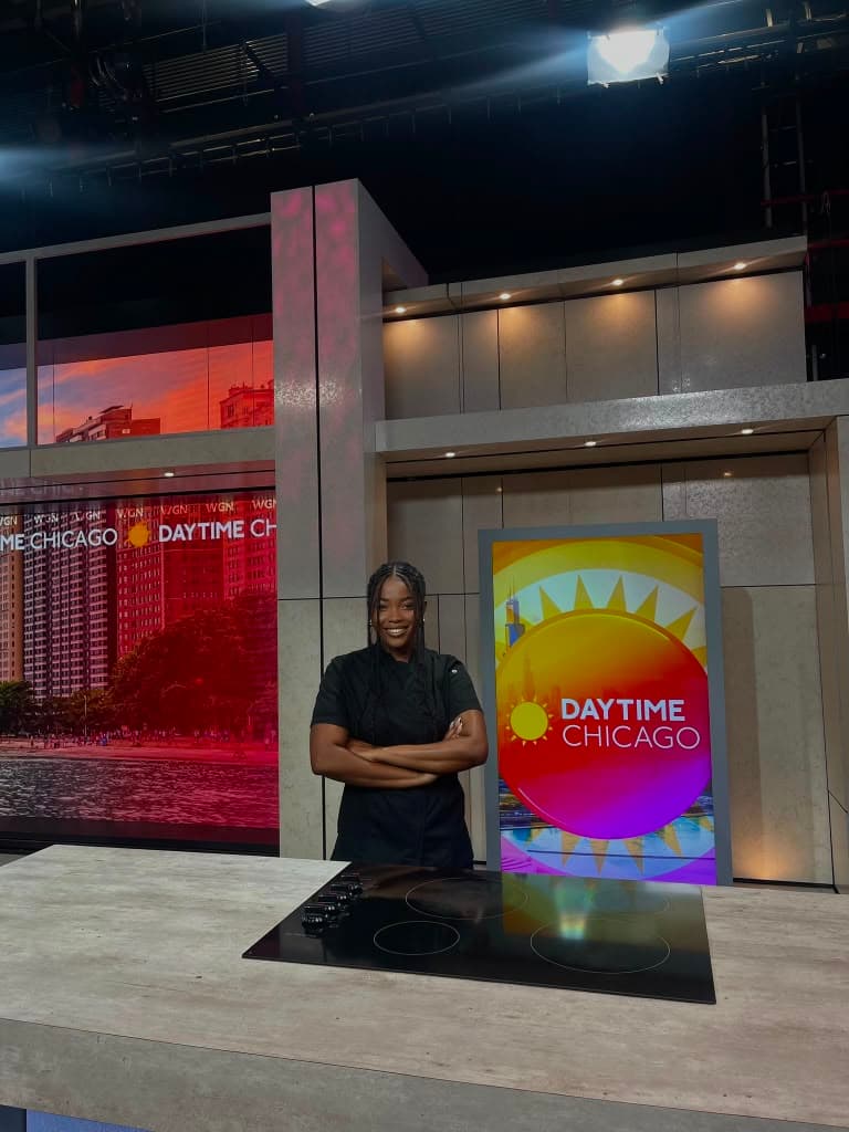 Chef Ohenewaa on the Daytime Chicago television set